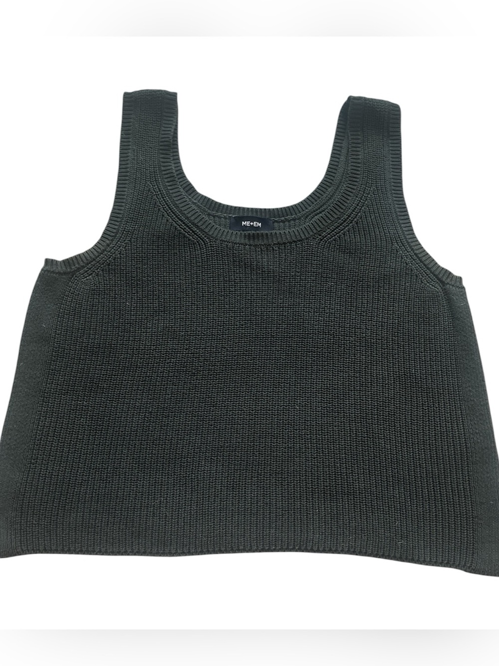 ME+EM Dark Olive Green Cropped Cotton Knot Tank Top Medium